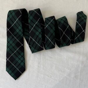 Elegant Green and Black Plaid Men's Tie